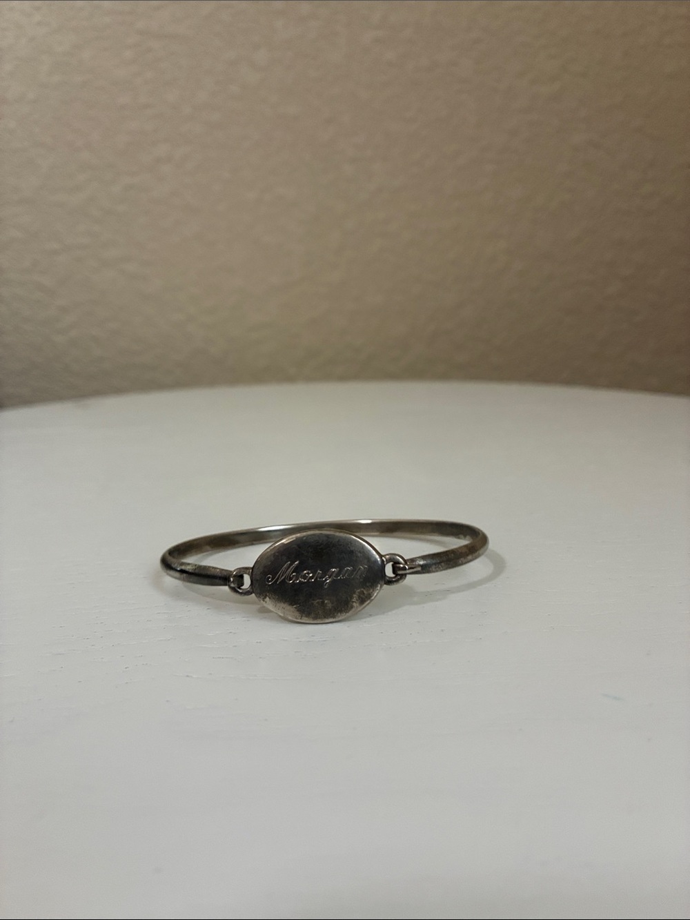 Sterling Silver Plated Engraved Oval Bangle Bracelet